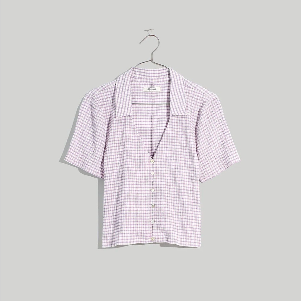 Madewell Crinkled Y-Neck Button-Down